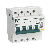 Выключатель автоматический дифференциальный 3P+N 16А 30мА AC х-ка C ДИФ-103 6кА Dekraft 16401DEK