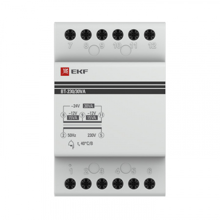 bt-230/30va Трансформатор звонковый модульный BT-230В/12-12В 30ВА PROxima EKF 