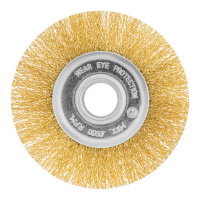 Щетка для УШМ, 125 мм, посадка 22.2 мм, плоская, латунированная витая проволока Matrix 74656