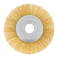 Щетка для УШМ, 125 мм, посадка 22.2 мм, плоская, латунированная витая проволока Matrix 74656