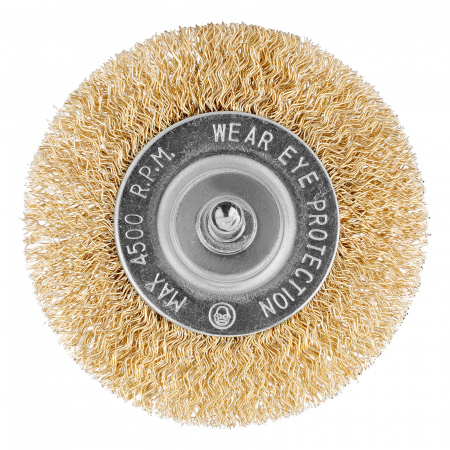 74448 Щетка для дрели, 75 мм, плоская со шпилькой, латунированная витая проволока Matrix 