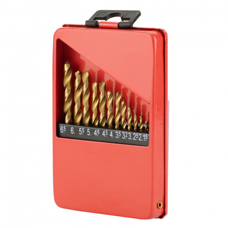 Набор нитридтитан. сверл по металлу, 1.5-6.5мм (через 0.5мм.3.2мм. 4.8мм). НSS,13 шт. Matrix 72386