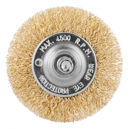 74446 Щетка для дрели, 60 мм, плоская со шпилькой, латунированная витая проволока Matrix 
