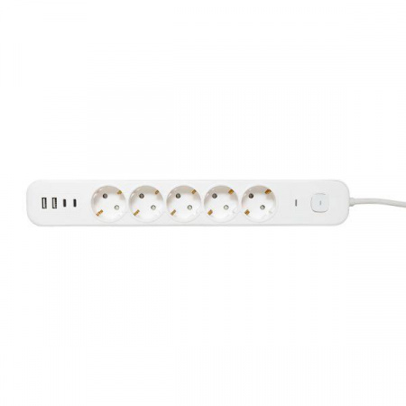 UBA-LUX-515-TC Удлинитель LUX 5 гнезд 2USB 2.4А+2type-C 1.5 метра 1.5мм2 EKF 