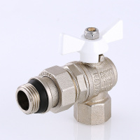 Кран шаровой угловой со сгоном 3/4' ВН белая ручка бабочка BASE с дополнительным уплотнением VALTEC VT.228.NRW.05 AAV228R05W