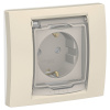 Розетка UNICA NEW с заземлением со шторками с крышкой IP44 бежевый Schneider Electric NU003744