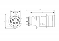 Вилка кабельная IP44 32A 3P+E+N 400V DKC DIS2133237