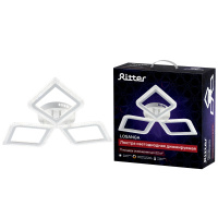 Люстра потолочная светодиодная диммируемая, LOSANGA, с ДУ, 3 режима, 622х572х75мм, 72Вт, 2700К/4200К/6400К, 22м, белый, 52927 3, Ritter RITTER