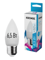 Лампа светодиодная LED 6.5Вт Свеча 220В Е27 D37х100 4500К белый 520 лм Космос LkecLED6.5wCNE2745