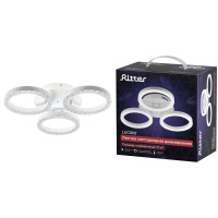 Люстра потолочная светодиодная диммируемая, LUCIDO, с ДУ, 3 режима, 480х480х95мм, 48Вт 2700K/4200K/6400K, 17м, белый, 51641 9, Ritter RITTER