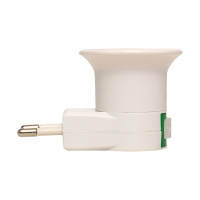 Переходник вилка-Е27 с выключателем белый EKF ADF-E27-s-w