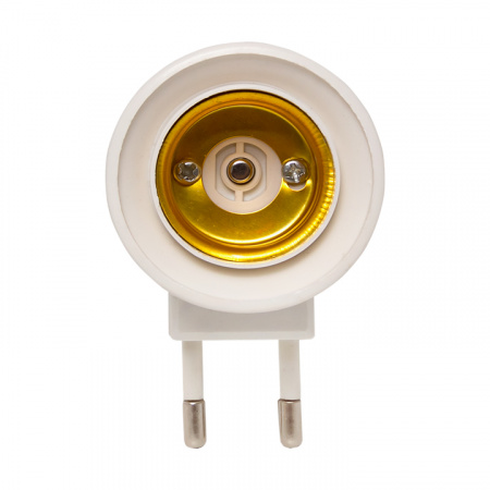 Переходник вилка-Е27 с выключателем белый EKF ADF-E27-s-w