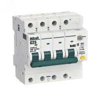 Выключатель автоматический дифференциальный 3P+N 25А 30мА AC х-ка C ДИФ-103 6кА Dekraft 16403DEK