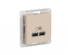 ATN001233 ATLASDESIGN USB РОЗЕТКА A+A, 5В/2.1 А, 2х5В/1.05 А, механизм, ПЕСОЧНЫЙ Systeme Electric 