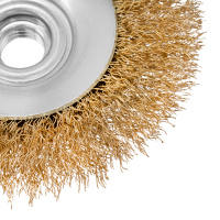 Щетка для УШМ, 100 мм, М14, тарелка,латунированная витая проволока Matrix 74608
