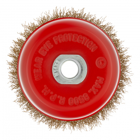 74605 Щетка для УШМ, 100 мм, М14, чашка, латунированная витая проволока Matrix 