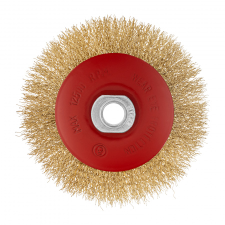 74612 Щетка для УШМ, 115 мм, М14, тарелка,латунированная витая проволока Matrix 