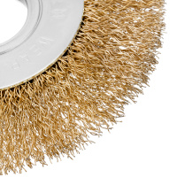 Щетка для УШМ, 100 мм, посадка 22.2 мм, плоская, латунированная витая проволока Matrix 74648