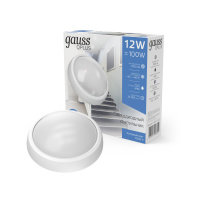 Светильник светодиодный ДБП 12 Вт 1000 лм 6500К AC 220В Белый IP54 круг D175х76мм Пластик ЖКХ Qplus Gauss GAUSS 141411312