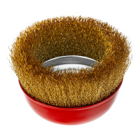 Щетка для УШМ, 125 мм, М14, чашка, латунированная витая проволока Matrix 74606