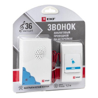 Звонок проводной на батарейках (белый-голубой 36 мелодий шнур 1.2м с индикацией 2х1.5В АА) Basic EKF DBW-001