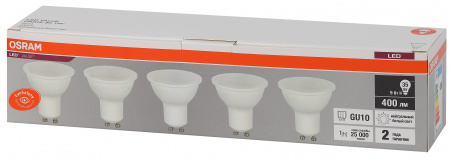 Лампа светодиодная LED 5 Вт GU10 4000К 400Лм спот 220 В (замена 35Вт) OSRAM LEDVANCE 4058075584808
