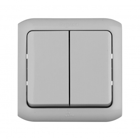 Quteo Переключатель двухклавишный наружный IP44 серый 10А Legrand/Daccord 782331
