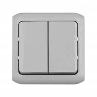 Quteo Переключатель двухклавишный наружный IP44 серый 10А Legrand/Daccord 782331