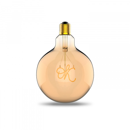 Лампа светодиодная филаментная LED 2.5 Вт 200 лм 2000К AC185-265В E27 шар G125 теплая золотистая колба Black Filament GAUSS 176802003