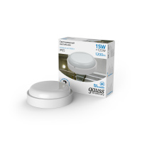 Светильник светодиодный ДБП 15 Вт 1200 лм 6500К AC 220В Белый IP65 круг D140х140мм Пластик ЖКХ Elementary Gauss GAUSS 126411315