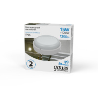 Светильник светодиодный ДБП 15 Вт 1200 лм 6500К AC 220В Белый IP65 круг D140х140мм Пластик ЖКХ Elementary Gauss GAUSS 126411315