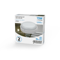 Светильник светодиодный ДБП 15 Вт 1200 лм 6500К AC 220В Белый IP65 круг D140х140мм Пластик ЖКХ Elementary Gauss GAUSS 126411315