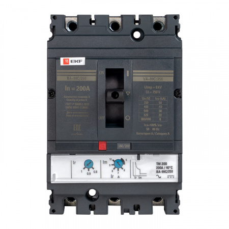 mccb99C-250-200 Выключатель автоматический 99С 250/200А 3 фазы 45кА EKF 