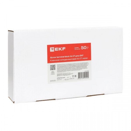 Клеммная колодка винтовая 16 UT серая EKF scr-ut-16-g