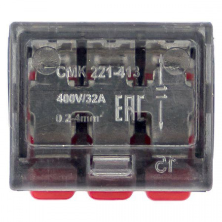 Клемма СМК 221-413 с рычагом 3 отверстия блистер (20шт.) EKF plc-smk-221-413b-20