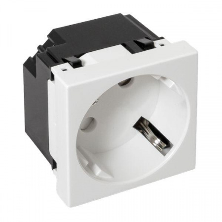 Розетка 45х45 с заземлением 45 градусов быстрозажимные клеммы белая EKF E2MR16-028-10-45-SL