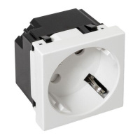 Розетка 45х45 с заземлением 45 градусов быстрозажимные клеммы белая EKF E2MR16-028-10-45-SL