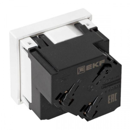 Розетка 45х45 с заземлением 45 градусов быстрозажимные клеммы белая EKF E2MR16-028-10-45-SL
