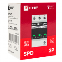 Ограничитель импульсных напряжений серии ОПВ-C/3P In 20кА 400В (с сигнализацией) EKF opv-c3