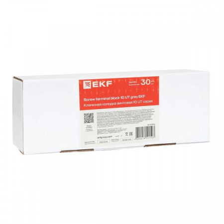 Клеммная колодка винтовая 10 UT серая EKF scr-ut-10-g