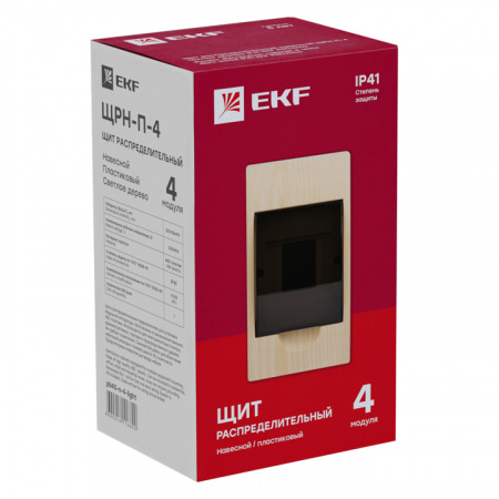 pb40-n-4-light Щит распределительный навесной ЩРН-П- 4 светлое дерево IP41 PROxima EKF 