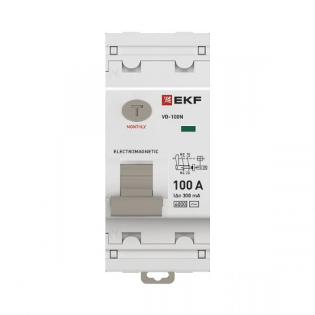 E1026M100300 Выключатель дифференциального тока ВД-100N 2P 100А 300мА тип AC эл-мех 6кА PROXIMA EKF 