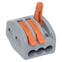 Клемма СМК 222-413 с рычагом 3 отверстия блистер (20шт.) EKF plc-smk-413b-20