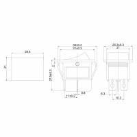 Выключатель клавишный 250V 20А (4с) ON-OFF красный с подсветкой REXANT 36-2340