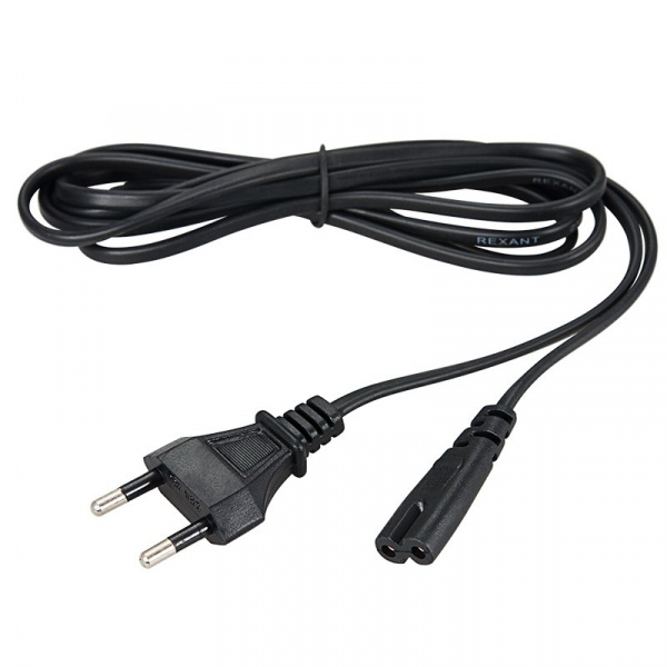 Шнур сетевой, вилка - евроразъем С7, кабель 2х0.5 кв мм, 1.8 м, REXANT 11-1101