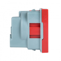 Розетка 45х45 (2 модуля), с заземлением, красная, прямая EKF E2MR16-028-70