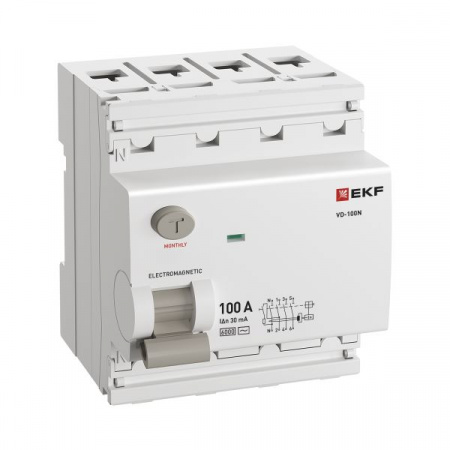 E1046M10030 Выключатель дифференциального тока ВД-100N 4P 100А 30мА тип AC эл-мех 6кА PROXIMA EKF 