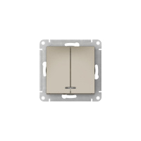 ATLASDESIGN 2-клавишный ВЫКЛЮЧАТЕЛЬ с подсветкой ,сх.5а, 10АХ,мех., быстрозажимные клеммы, ШАМПАНЬ Systeme Electric ATN000553S