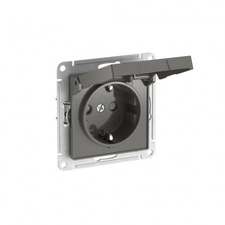 ATLASDESIGN РОЗЕТКА с заземл. со шторк. с крышкой,16А,IP20, быстрозажимные клеммы, СТАЛЬ Systeme Electric ATN000946S