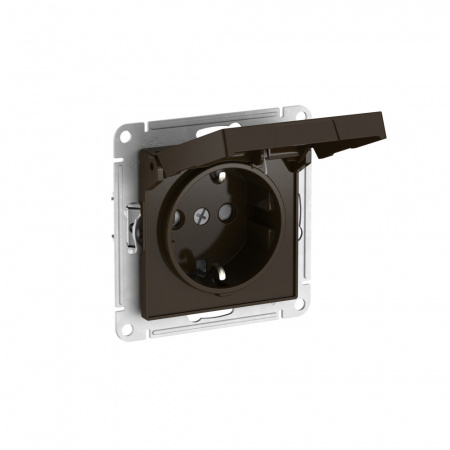 ATLASDESIGN РОЗЕТКА с заземлением со шторкой с крышкой, 16А,IP20, быстрозажимные клеммы, МОККО Systeme Electric ATN000646S